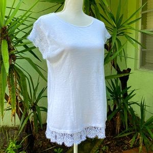 White Lace Trim T-Shirt